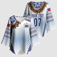 Manu Samoa Rugby Custom White Kimono Sleeve Blouse ʻIe Toga Pattern With Brown Ula fala LT7 - Polynesian Pride