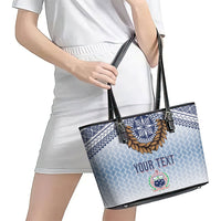 Manu Samoa Rugby Custom White Leather Tote Bag ʻIe Toga Pattern With Brown Ula fala LT7 - Polynesian Pride