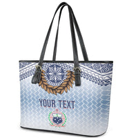 Manu Samoa Rugby Custom White Leather Tote Bag ʻIe Toga Pattern With Brown Ula fala LT7 - Polynesian Pride