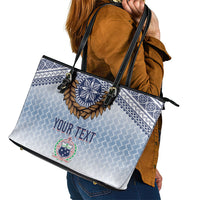 Manu Samoa Rugby Custom White Leather Tote Bag ʻIe Toga Pattern With Brown Ula fala LT7 - Polynesian Pride