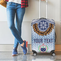 Manu Samoa Rugby Custom White Luggage Cover ʻIe Toga Pattern With Brown Ula fala LT7 - Polynesian Pride