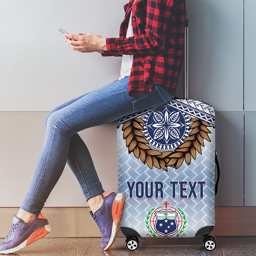 Manu Samoa Rugby Custom White Luggage Cover ʻIe Toga Pattern With Brown Ula fala LT7 - Polynesian Pride