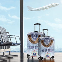 Manu Samoa Rugby Custom White Luggage Cover ʻIe Toga Pattern With Brown Ula fala LT7 - Polynesian Pride