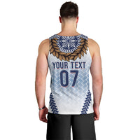 Manu Samoa Rugby Custom White Men Tank Top ʻIe Toga Pattern With Brown Ula fala LT7 - Polynesian Pride