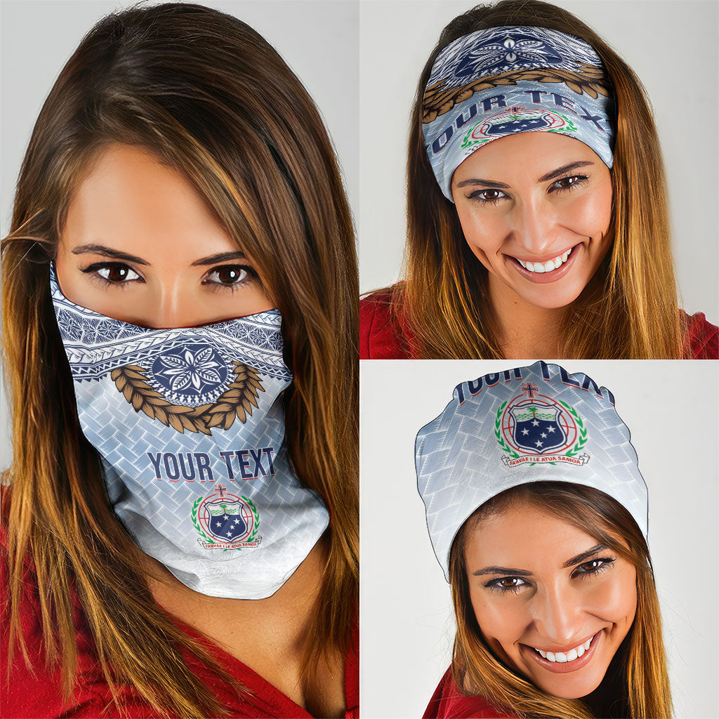 Manu Samoa Rugby Custom White Neck Gaiter ʻIe Toga Pattern With Brown Ula fala LT7 - Polynesian Pride