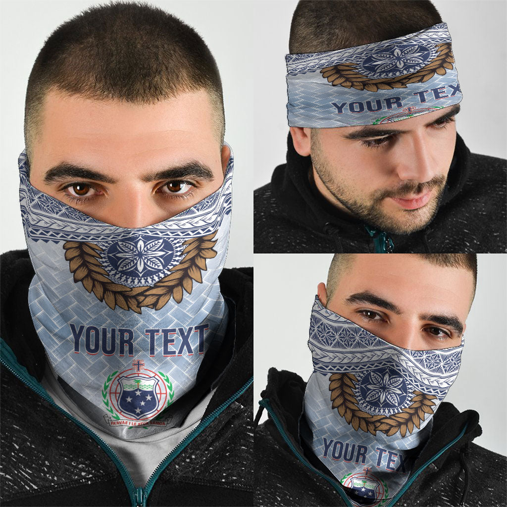 Manu Samoa Rugby Custom White Neck Gaiter ʻIe Toga Pattern With Brown Ula fala LT7 - Polynesian Pride