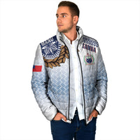 Manu Samoa Rugby Custom White Padded Jacket ʻIe Toga Pattern With Brown Ula fala LT7 - Polynesian Pride