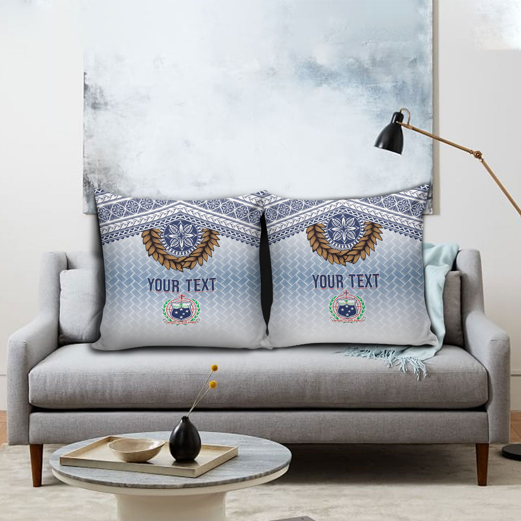 Manu Samoa Rugby Custom White Pillow Cover ʻIe Toga Pattern With Brown Ula fala LT7 - Polynesian Pride