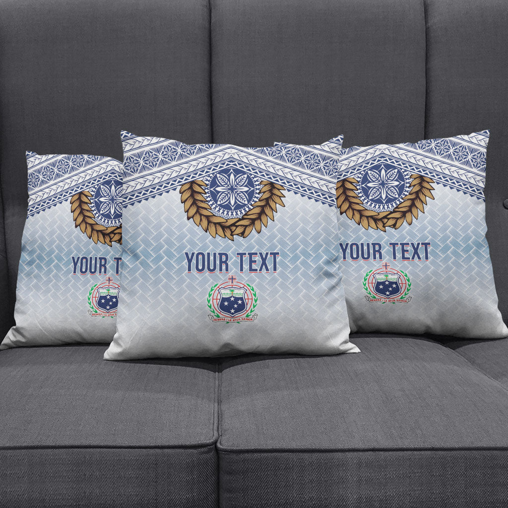 Manu Samoa Rugby Custom White Pillow Cover ʻIe Toga Pattern With Brown Ula fala LT7 - Polynesian Pride