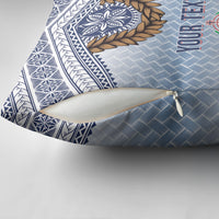 Manu Samoa Rugby Custom White Pillow Cover ʻIe Toga Pattern With Brown Ula fala LT7 - Polynesian Pride