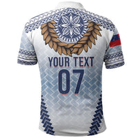 Manu Samoa Rugby Custom White Polo Shirt ʻIe Toga Pattern With Brown Ula fala LT7 - Polynesian Pride