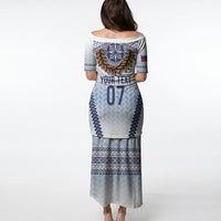 Manu Samoa Rugby Custom White Puletasi ʻIe Toga Pattern With Brown Ula fala LT7 - Polynesian Pride