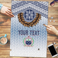 Manu Samoa Rugby Custom White Puzzle ʻIe Toga Pattern With Brown Ula fala LT7 White - Polynesian Pride