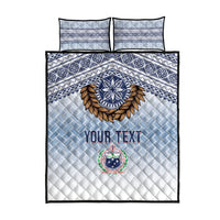 Manu Samoa Rugby Custom White Quilt Bed Set ʻIe Toga Pattern With Brown Ula fala LT7 - Polynesian Pride