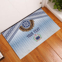 Manu Samoa Rugby Custom White Rubber Doormat ʻIe Toga Pattern With Brown Ula fala LT7 - Polynesian Pride
