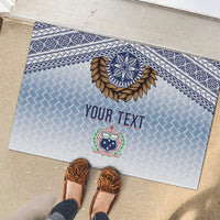 Manu Samoa Rugby Custom White Rubber Doormat ʻIe Toga Pattern With Brown Ula fala LT7 - Polynesian Pride