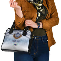 Manu Samoa Rugby Custom White Shoulder Handbag ʻIe Toga Pattern With Brown Ula fala LT7 - Polynesian Pride