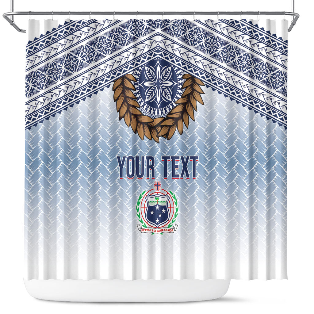 Manu Samoa Rugby Custom White Shower Curtain ʻIe Toga Pattern With Brown Ula fala LT7 White - Polynesian Pride