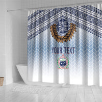 Manu Samoa Rugby Custom White Shower Curtain ʻIe Toga Pattern With Brown Ula fala LT7 - Polynesian Pride