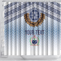 Manu Samoa Rugby Custom White Shower Curtain ʻIe Toga Pattern With Brown Ula fala LT7 - Polynesian Pride