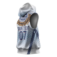 Manu Samoa Rugby Custom White Sleeveless Hoodie ʻIe Toga Pattern With Brown Ula fala LT7 - Polynesian Pride