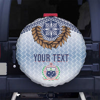 Manu Samoa Rugby Custom White Spare Tire Cover ʻIe Toga Pattern With Brown Ula fala LT7 No hole White - Polynesian Pride