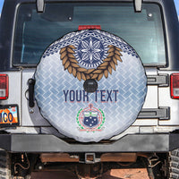 Manu Samoa Rugby Custom White Spare Tire Cover ʻIe Toga Pattern With Brown Ula fala LT7 White - Polynesian Pride
