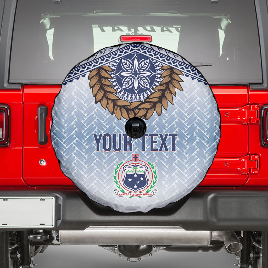 Manu Samoa Rugby Custom White Spare Tire Cover ʻIe Toga Pattern With Brown Ula fala LT7 - Polynesian Pride