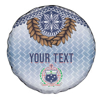 Manu Samoa Rugby Custom White Spare Tire Cover ʻIe Toga Pattern With Brown Ula fala LT7 - Polynesian Pride