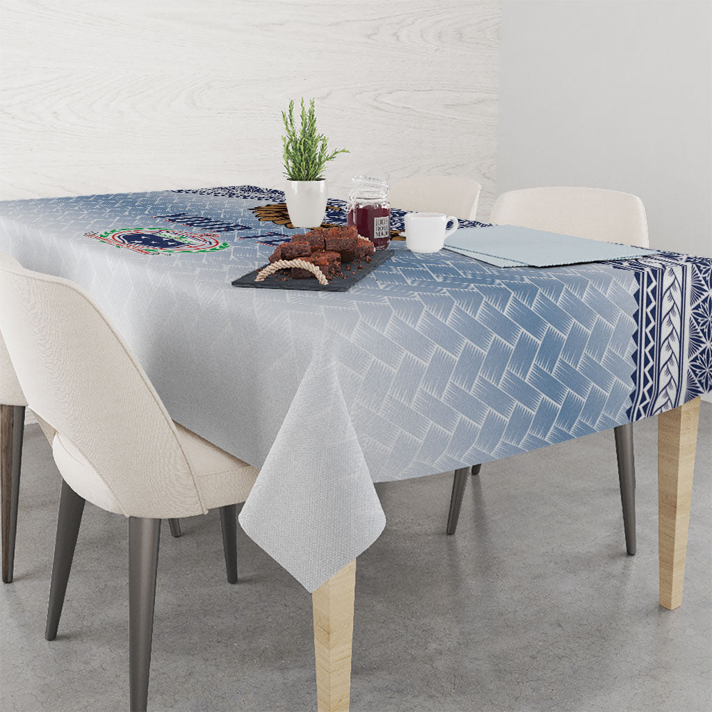 Manu Samoa Rugby Custom White Tablecloth ʻIe Toga Pattern With Brown Ula fala LT7 - Polynesian Pride