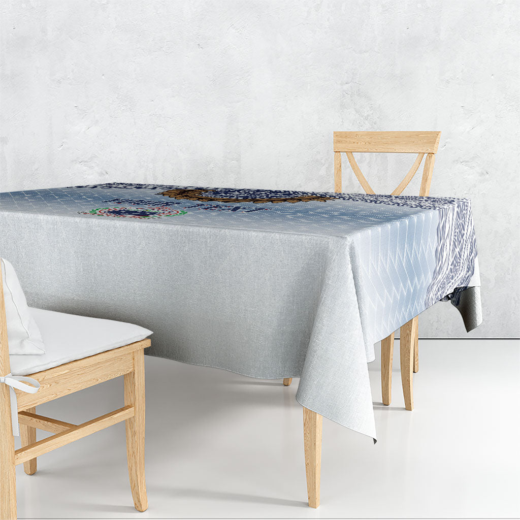 Manu Samoa Rugby Custom White Tablecloth ʻIe Toga Pattern With Brown Ula fala LT7 - Polynesian Pride