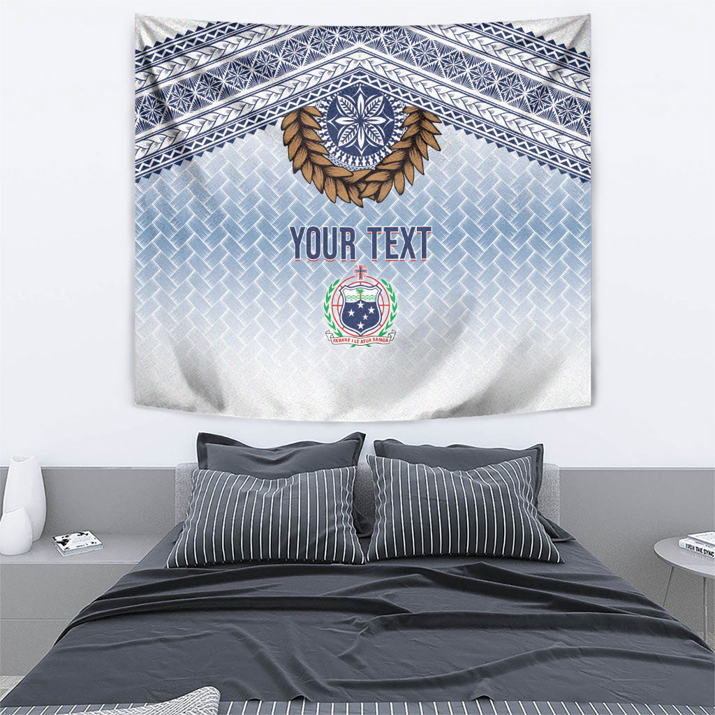 Manu Samoa Rugby Custom White Tapestry ʻIe Toga Pattern With Brown Ula fala LT7 - Polynesian Pride