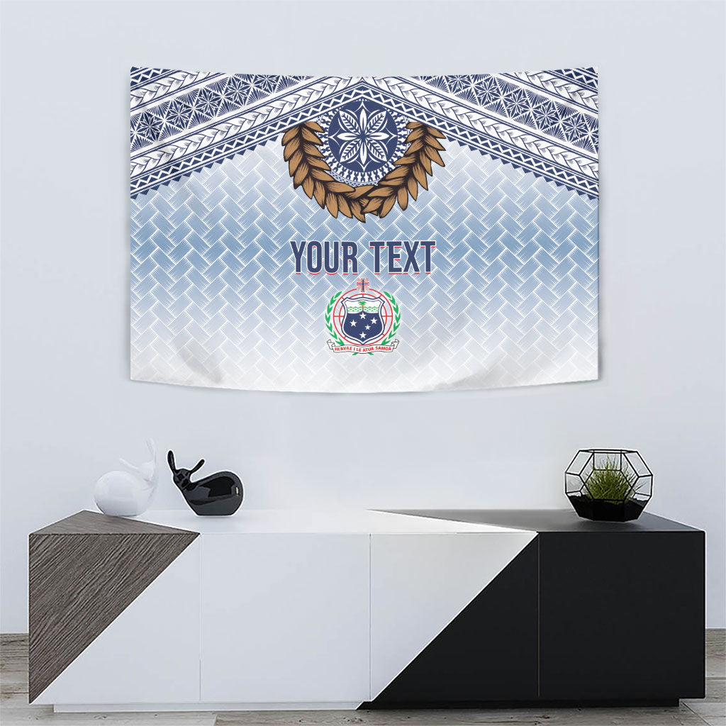 Manu Samoa Rugby Custom White Tapestry ʻIe Toga Pattern With Brown Ula fala LT7 - Polynesian Pride