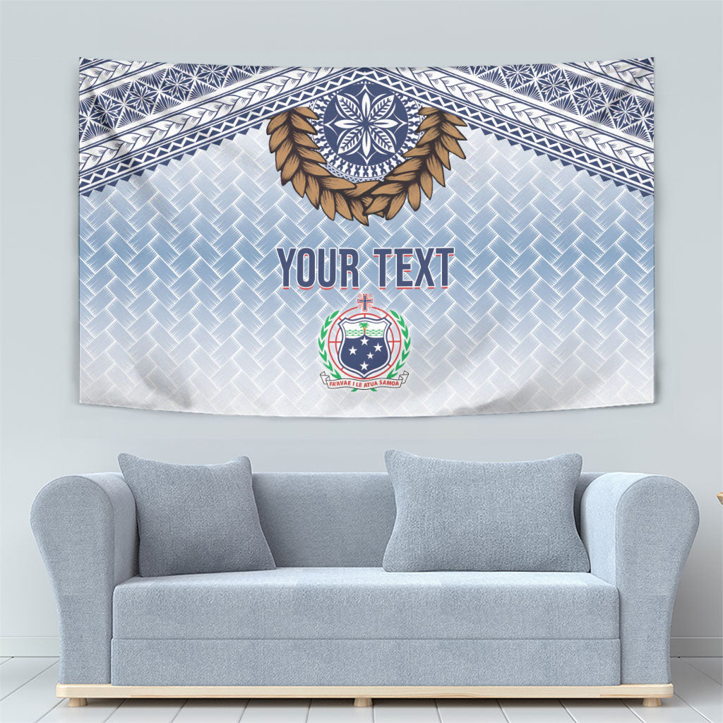 Manu Samoa Rugby Custom White Tapestry ʻIe Toga Pattern With Brown Ula fala LT7 - Polynesian Pride