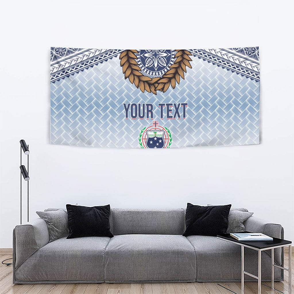 Manu Samoa Rugby Custom White Tapestry ʻIe Toga Pattern With Brown Ula fala LT7 - Polynesian Pride