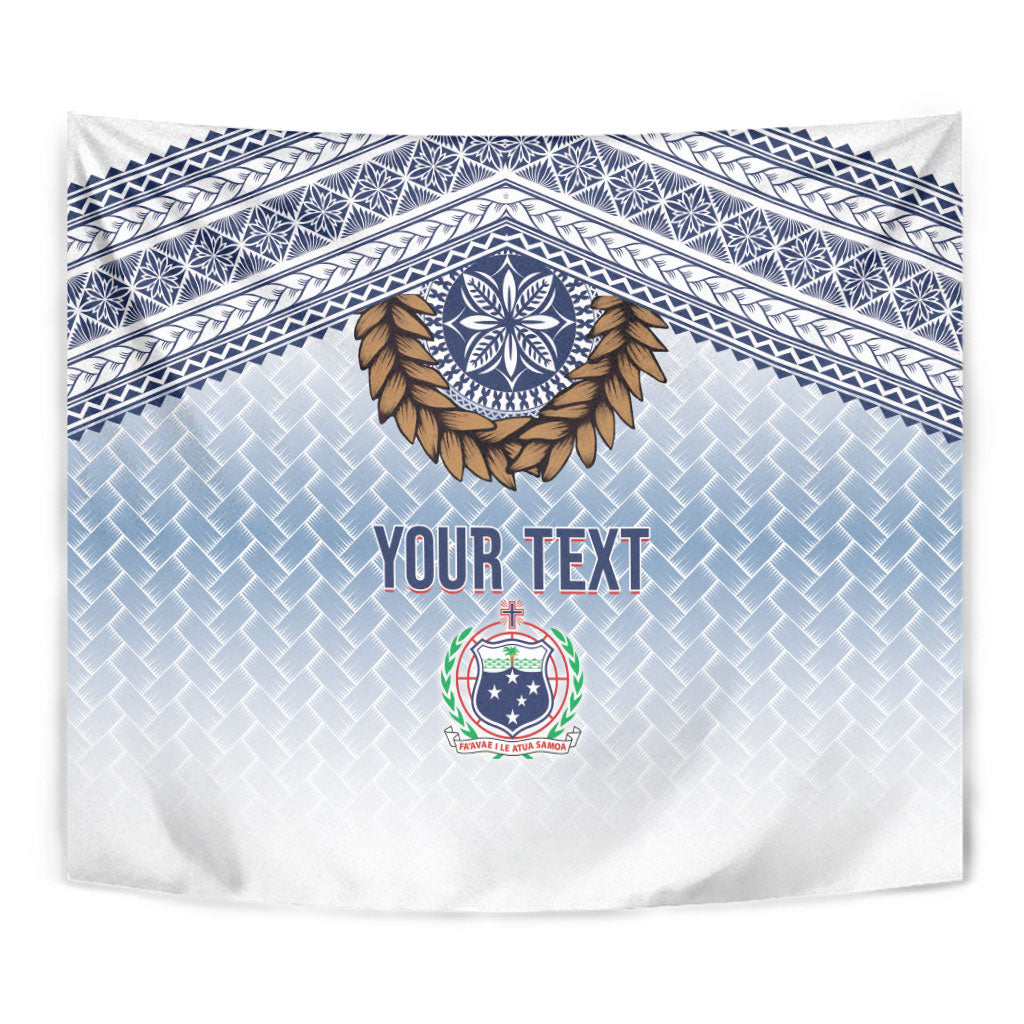 Manu Samoa Rugby Custom White Tapestry ʻIe Toga Pattern With Brown Ula fala LT7 - Polynesian Pride