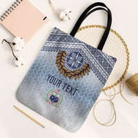 Manu Samoa Rugby Custom White Tote Bag ʻIe Toga Pattern With Brown Ula fala LT7 Black Strap One Size White - Polynesian Pride