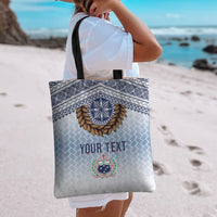 Manu Samoa Rugby Custom White Tote Bag ʻIe Toga Pattern With Brown Ula fala LT7 - Polynesian Pride