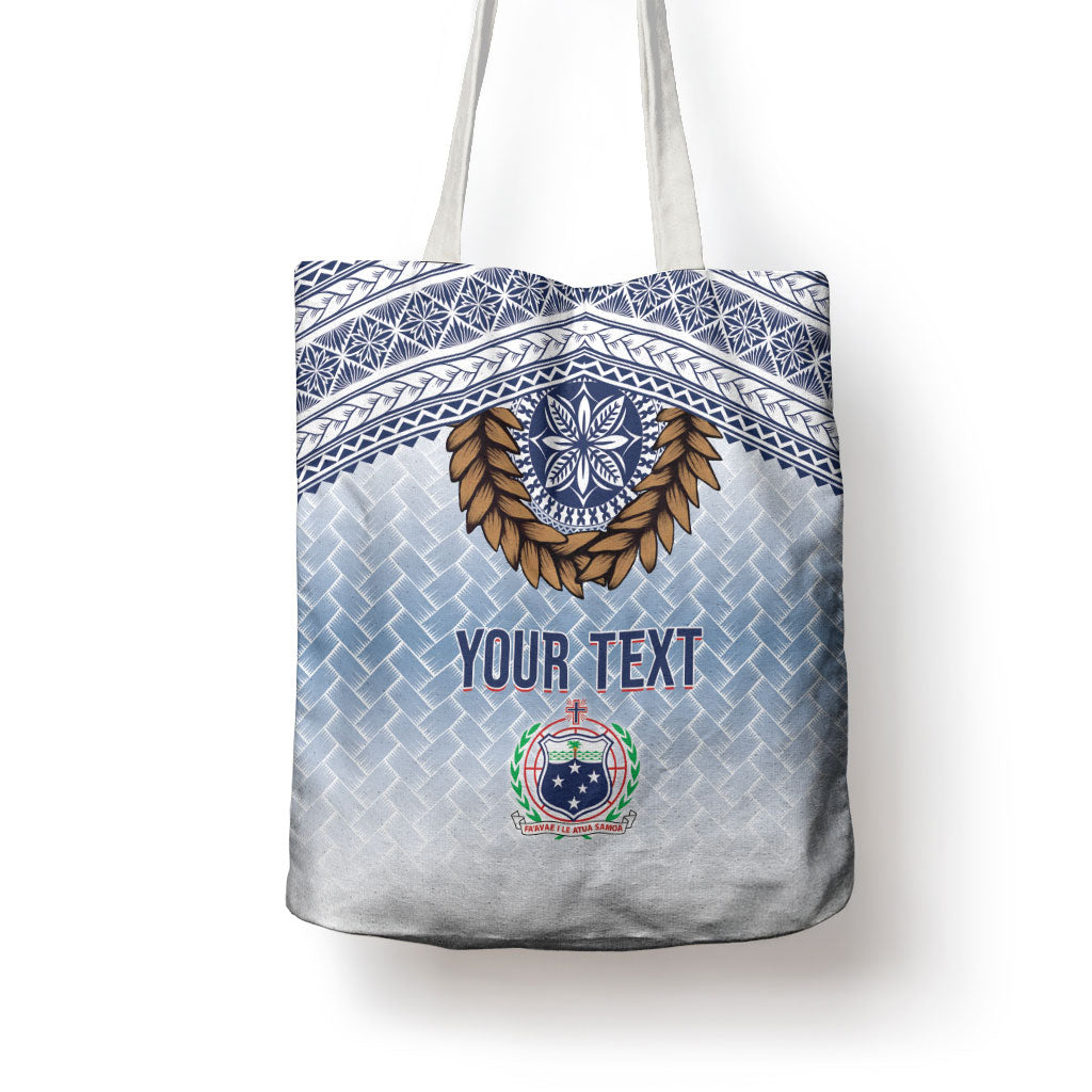 Manu Samoa Rugby Custom White Tote Bag ʻIe Toga Pattern With Brown Ula fala LT7 - Polynesian Pride