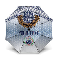 Manu Samoa Rugby Custom White Umbrella ʻIe Toga Pattern With Brown Ula fala LT7 One Size Folded 11.42 inch Opened Diameter 37.4 inch White - Polynesian Pride