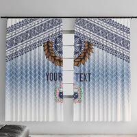 Manu Samoa Rugby Custom White Window Curtain ʻIe Toga Pattern With Brown Ula fala LT7 With Hooks White - Polynesian Pride