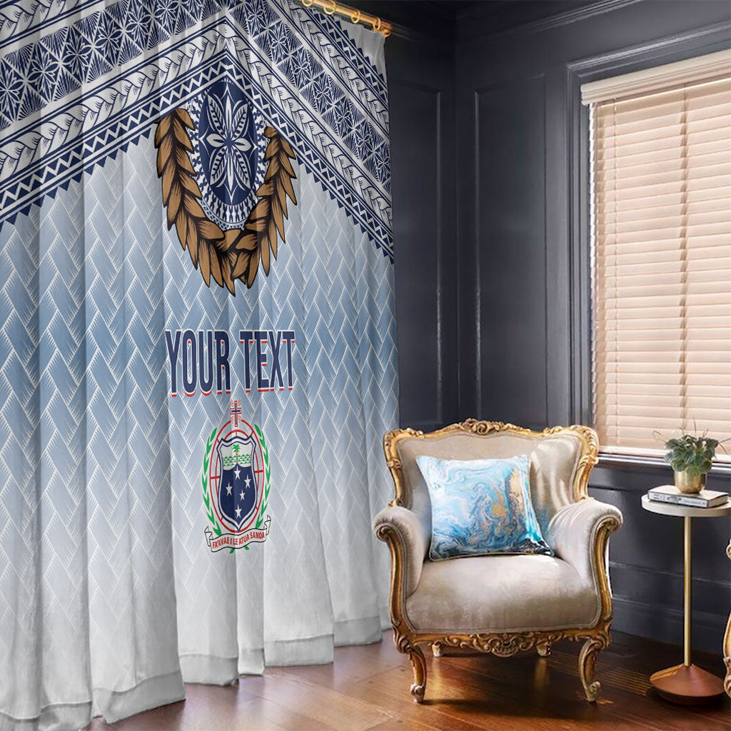 Manu Samoa Rugby Custom White Window Curtain ʻIe Toga Pattern With Brown Ula fala LT7 - Polynesian Pride