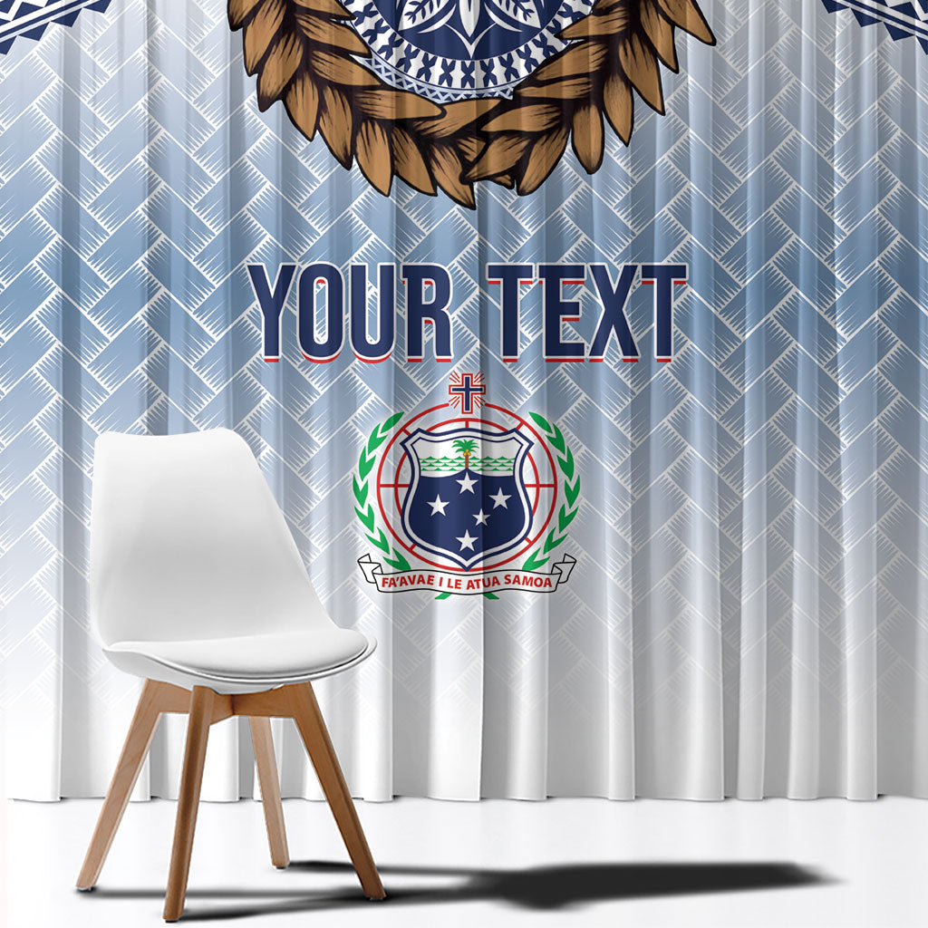 Manu Samoa Rugby Custom White Window Curtain ʻIe Toga Pattern With Brown Ula fala LT7 - Polynesian Pride