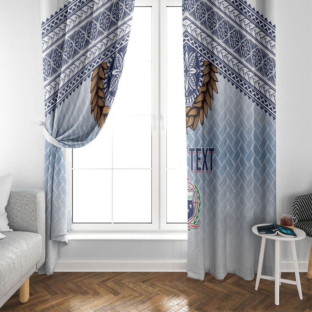 Manu Samoa Rugby Custom White Window Curtain ʻIe Toga Pattern With Brown Ula fala LT7 - Polynesian Pride