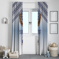 Manu Samoa Rugby Custom White Window Curtain ʻIe Toga Pattern With Brown Ula fala LT7 - Polynesian Pride