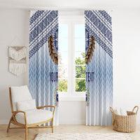 Manu Samoa Rugby Custom White Window Curtain ʻIe Toga Pattern With Brown Ula fala LT7 - Polynesian Pride