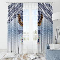 Manu Samoa Rugby Custom White Window Curtain ʻIe Toga Pattern With Brown Ula fala LT7 - Polynesian Pride