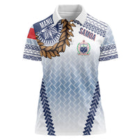 Manu Samoa Rugby Custom White Women Polo Shirt ʻIe Toga Pattern With Brown Ula fala LT7 Female White - Polynesian Pride