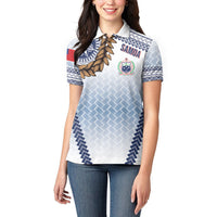 Manu Samoa Rugby Custom White Women Polo Shirt ʻIe Toga Pattern With Brown Ula fala LT7 - Polynesian Pride