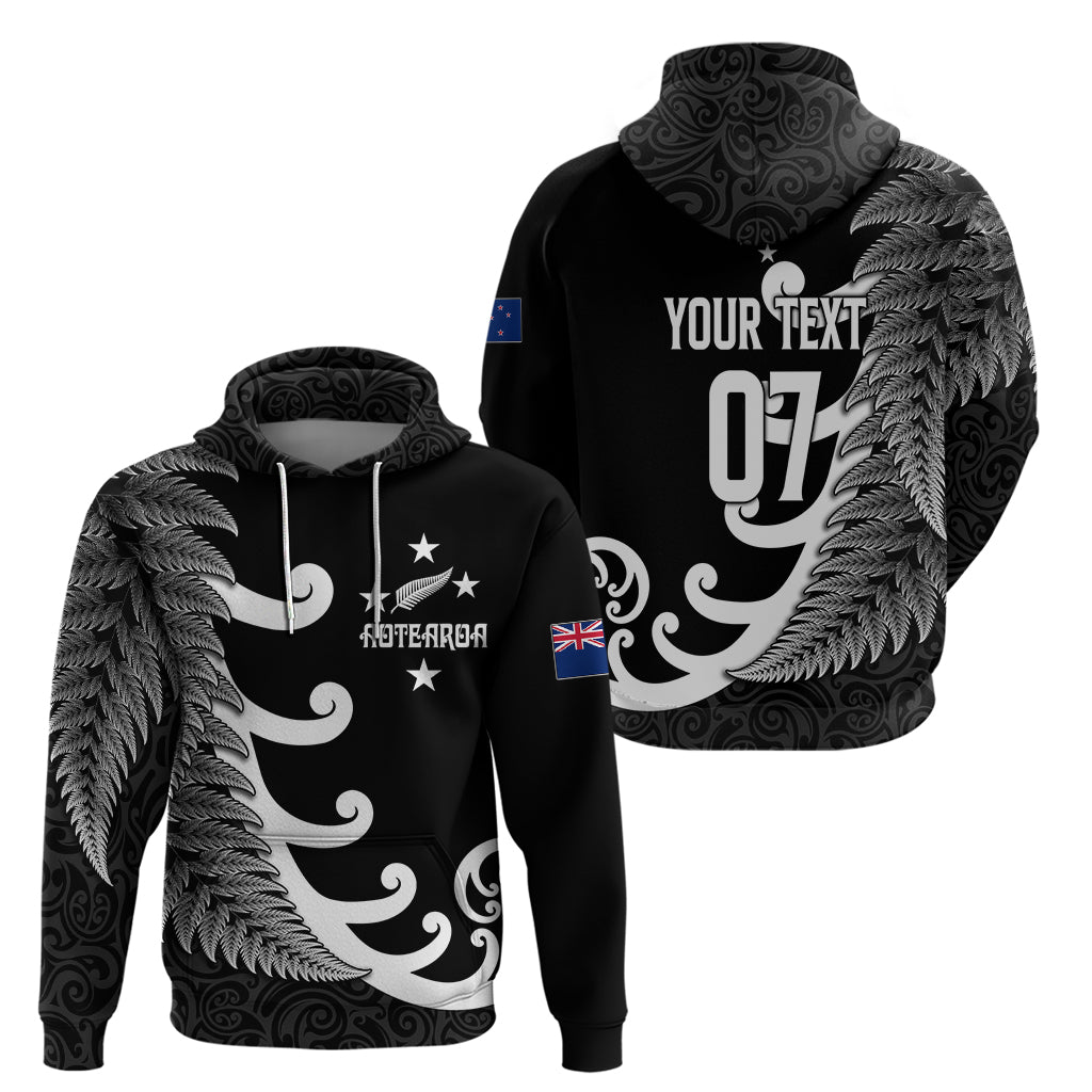 Personalised New Zealand Rugby Hoodie Aotearoa Silver Fern Koru Maori Style LT7 - Polynesian Pride